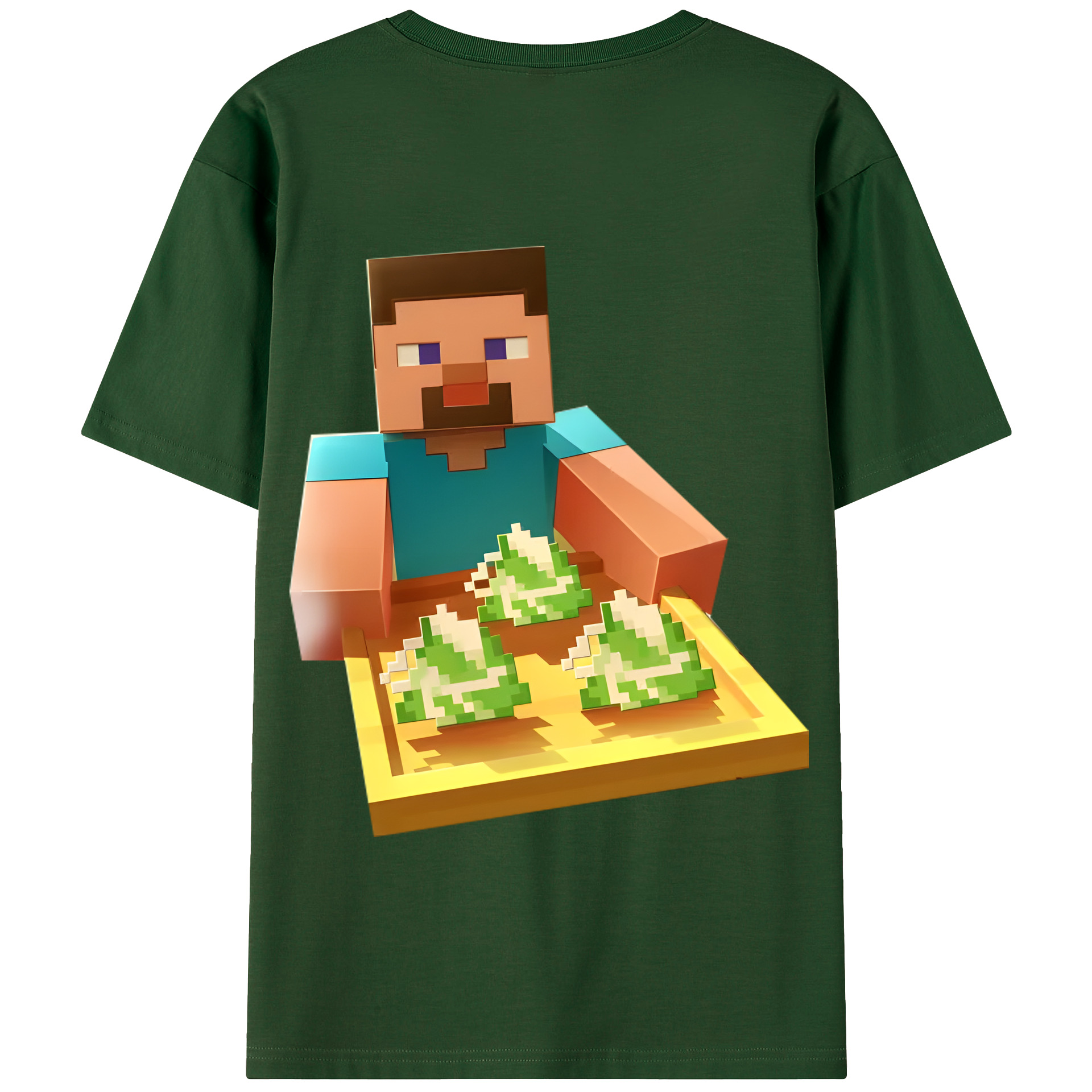 （画像用） マインクラフト ブロックの世界 Minecraft MC Block world 綿100％半袖Tシャツ（背面プリント）